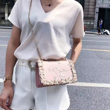 shoulder bag party bags for women (গোলাপি)